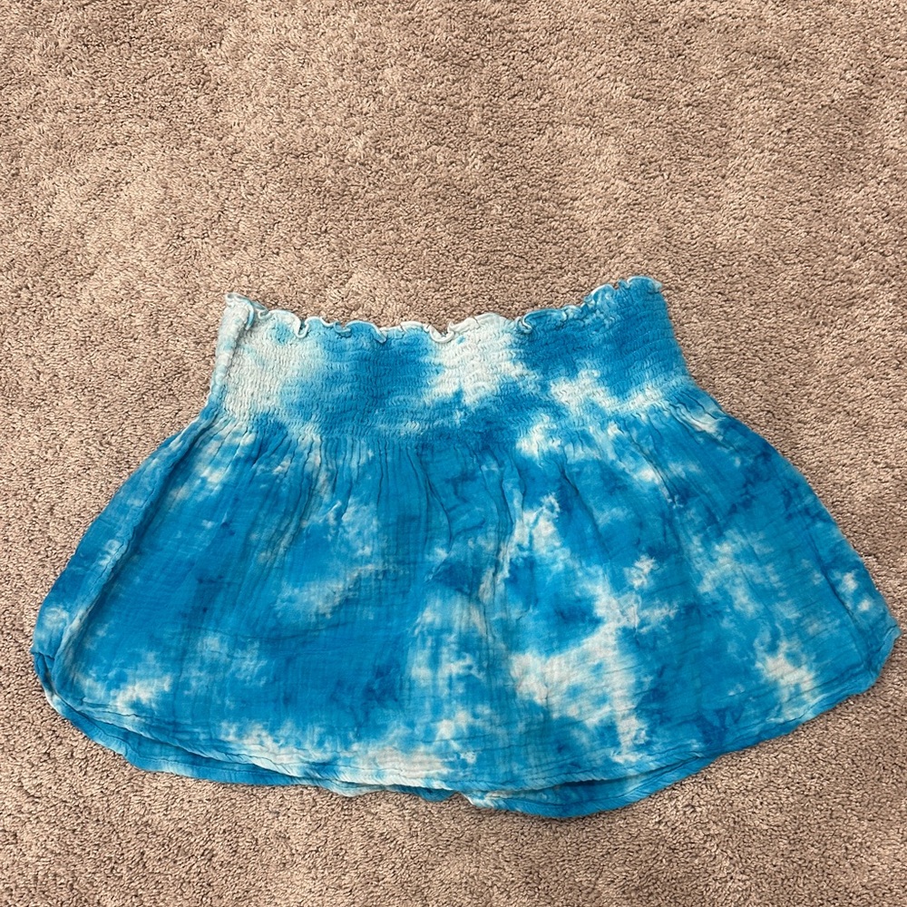 Vibrant Blue Tie-Dye Mini Skirt